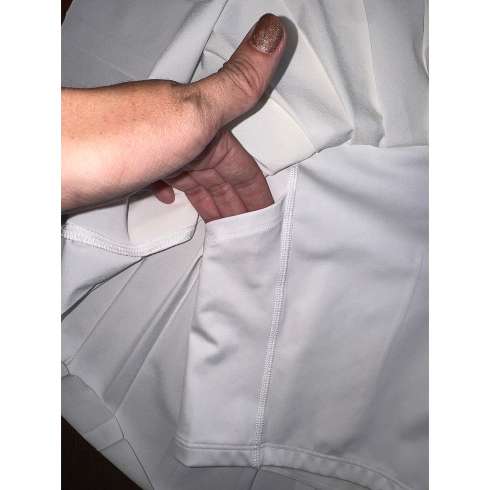 Athleta Elevate Skort White Pleated Skirt XS Pockets Zippered Back - Picture 3 of 7